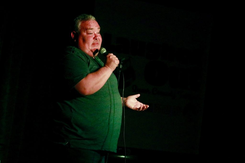 Jeff D performs his hilarstand up to an eager crowd 